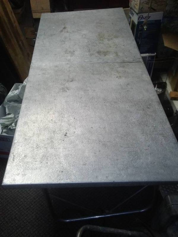 lot 136 image: Fold up metal table, portable, lightweight