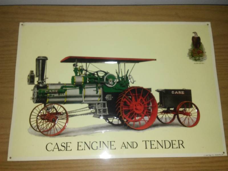 lot 148 image: Case engine and tender metal sign stamped
