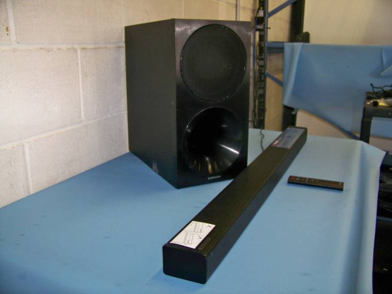 lot 15 image: Samsung, Home TheaterTelevision Audio Soundbar with Wireless Subwoofer  Sub, Bluetooth Connectivity and Remote Control
