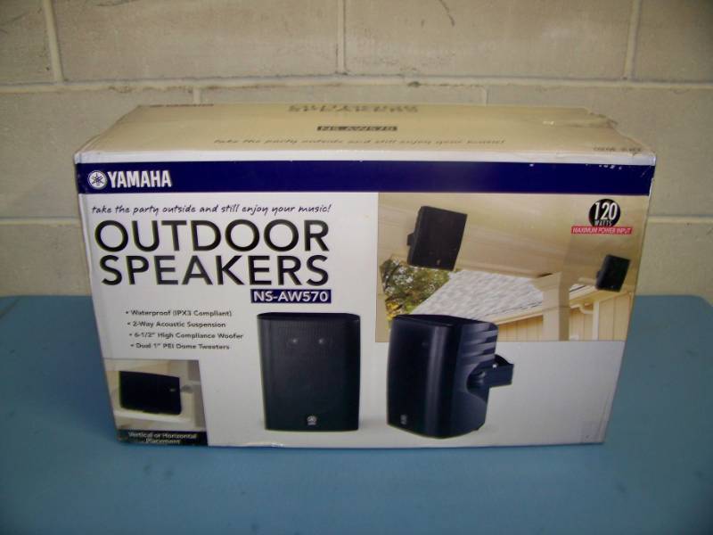 lot 57 image: Yamaha, NS-AW570, 120 Watt, Outdoor Speakers - NEW in Original Box