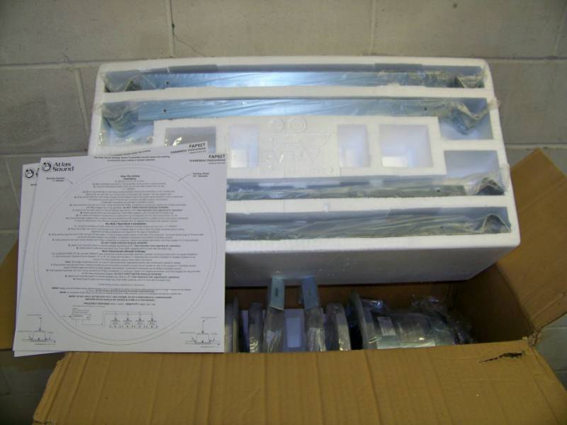 lot 68 image: (2) Atlas Sound, In-Ceiling Speakers with Speaker Grilles and Ceiling Tile Brackets