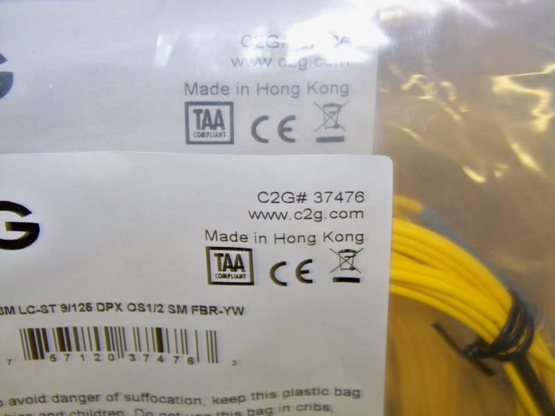 lot 96 image: Cables2Go (C2G), various Fiber Optic Cables - NEW in Original Packaging