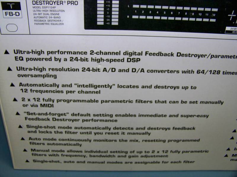 lot 79 image: Behringer, Feedback Destroyer Pro, 24-Bit Dual Engine Digital Feedback Destroyer  Parametric Equalizer  EQ in Original Box