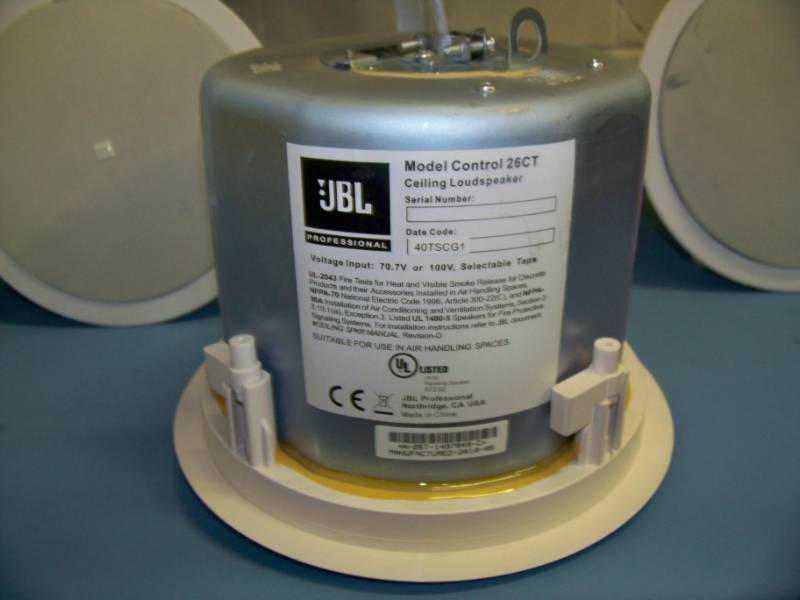 lot 63 image: (4) JBL, 26CT, In-Ceiling Loudspeakers  Speakers with Transformer, Speaker Grilles and Ceiling Tile Brackets