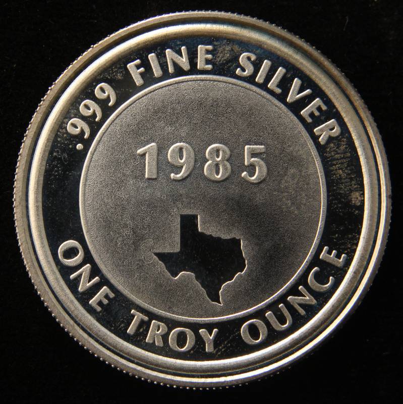 1 TROY OZ. .999 FINE SILVER 1985 TEXAS ALAMO