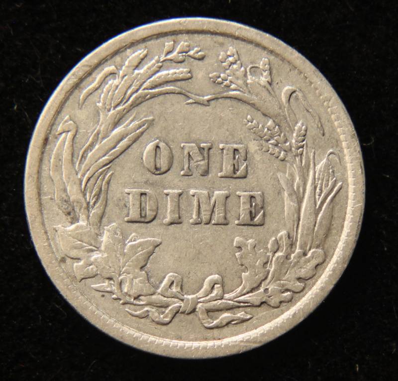 1907 BARBER SILVER DIME VF
