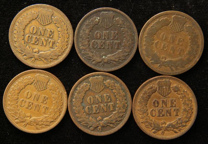 6 INDIAN HEAD CENTS 1886 1900 1905 1907 1908 1909