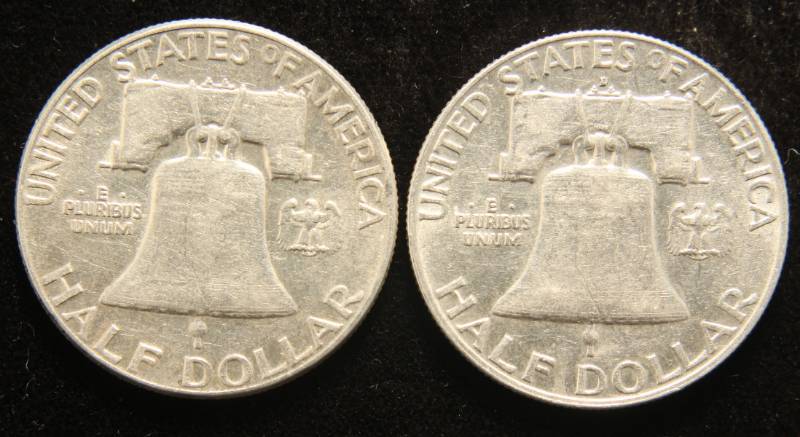 2 HIGHER GRADE FRANKLIN HALF DOLLARS 1951 1959-D
