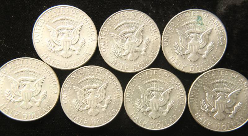 GROUP OF 7 KENNEDY 40% SILVER HALF DOLLARS