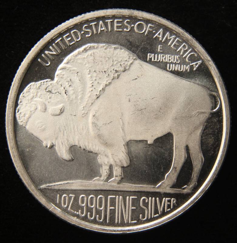 1 TROY OZ. .999 FINE SILVER INDIAN BUFFALO DESIGN