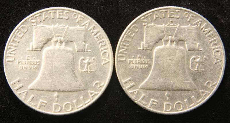 2 FRANKLIN HALF DOLLARS 1959-D 1962