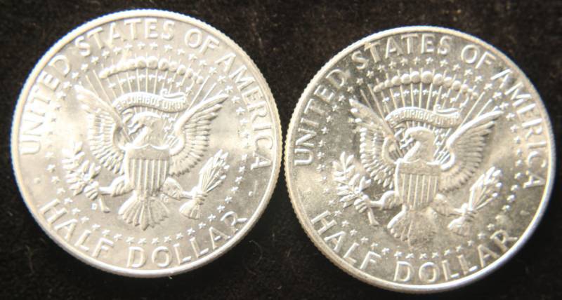 2 BU-UNC 1964 KENNEDY SILVER HALF DOLLARS