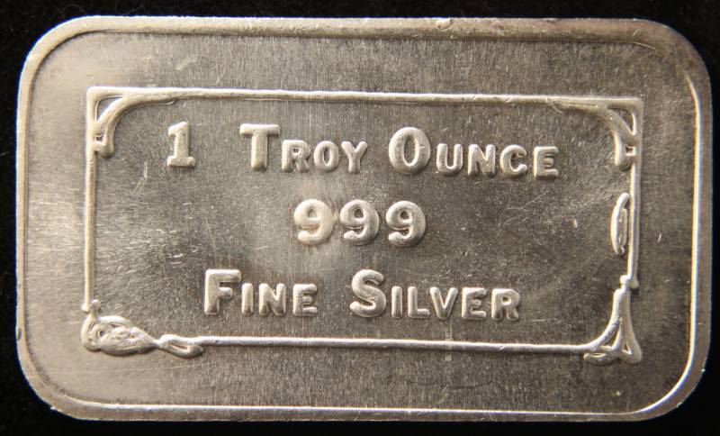 1 TROY OZ. .999 FINE SILVER BAR INTERNATIONAL SILVER CORP