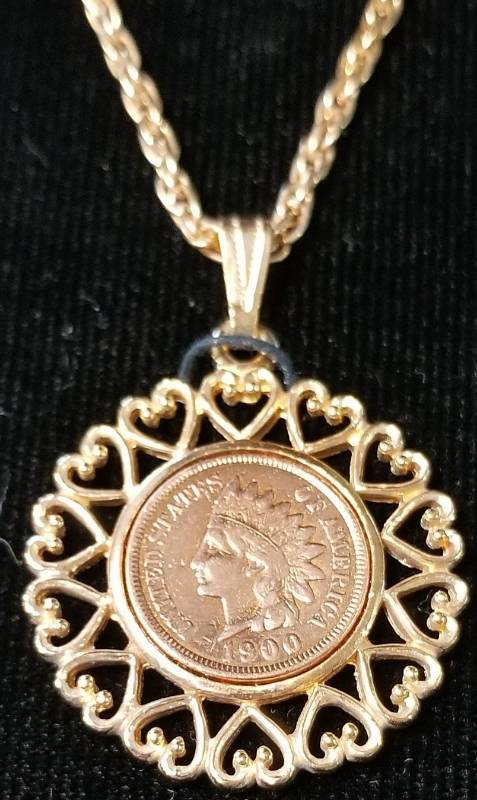 1900 INDIAN HEAD CENT NECKLACE WITH CHAIN