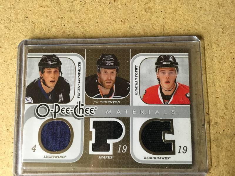 Vincent Lecavalier, Joe Thorton, Jonathan Toews Game Used Card