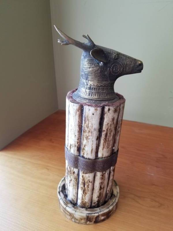 lot 143 image: Goat Head Statuette with Faux Boned Base