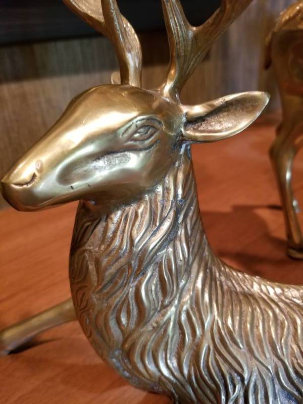lot 142 image: Brass Stag Figures