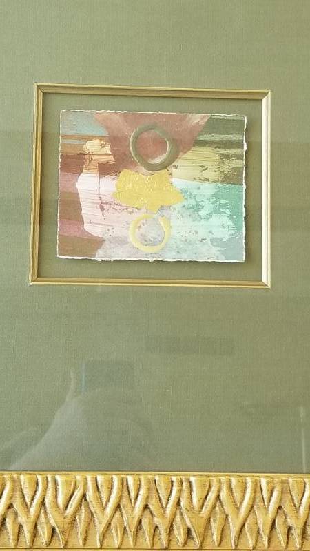 lot 28 image: Abstract Art on Handmade Paper Linen Matted