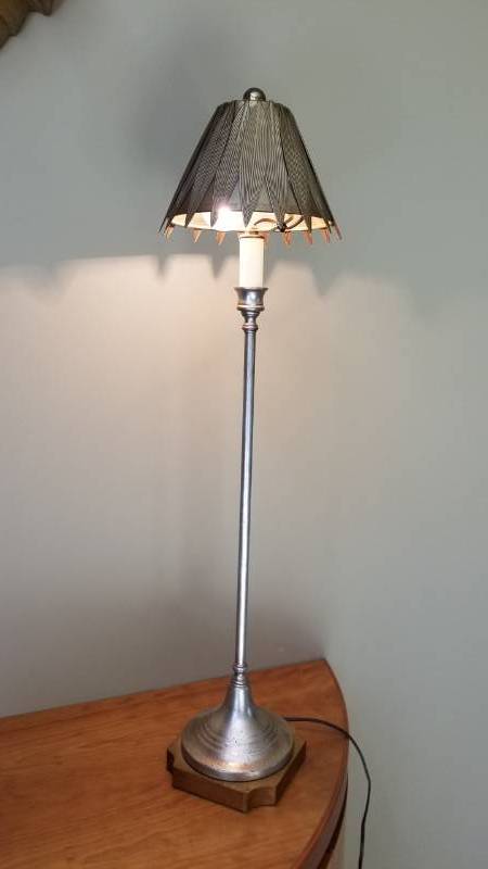 lot 90 image: Tall Candlestick Champagne Gold Table Lamp
