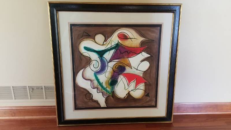 lot 19 image: A Rummel Signed Abstract Oil Pastel Art In Motion