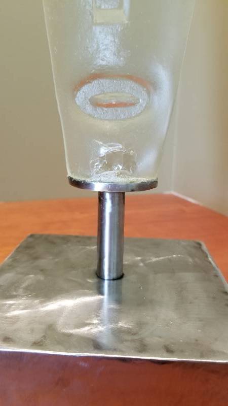 lot 65 image: Art Glass Mask Bust on Steel Base (as)