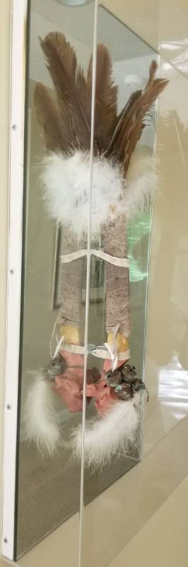 lot 9 image: Native American Painted Bone in Shadow Box