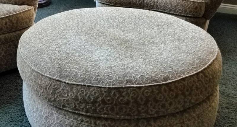 lot 33 image: Round Sherrill Ottoman in Neutral Tones