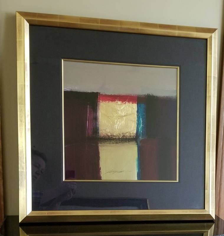 lot 50 image: Enamel and Gold Foil Abstract Art