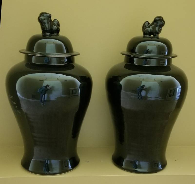 lot 29 image: Black Ginger Temple Jars from Gabberts 1 of 2