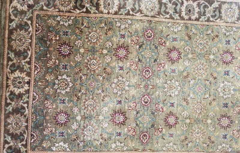 lot 115 image: Wool Area Oriental Rug in Olives and Beige , 72 x 49