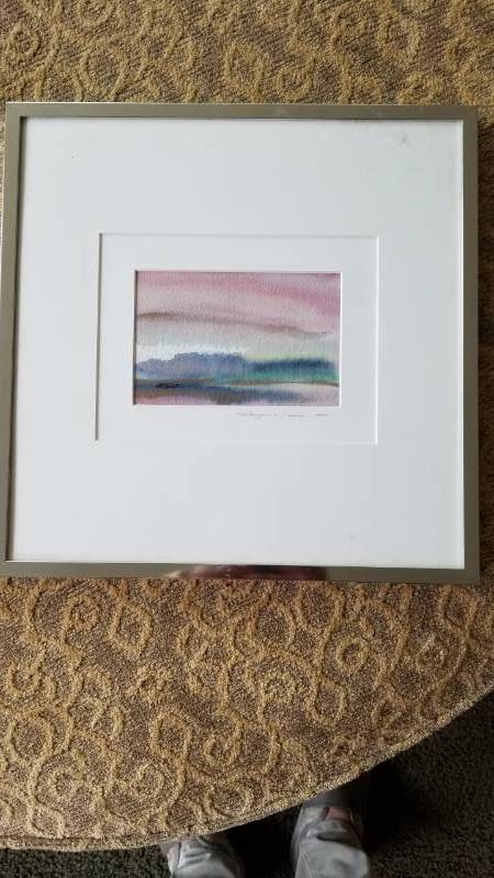 lot 58 image: Framed Watercolor on Handmade Paper Horizon Series