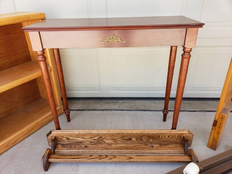 lot 20 image: Head Boards  Bed Frame  Table  Wall Mount Shelf
