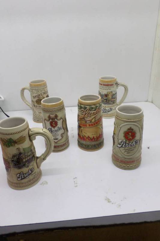 lot 65 image: Lot of 6 Strohs Heritage Series Stein Collection