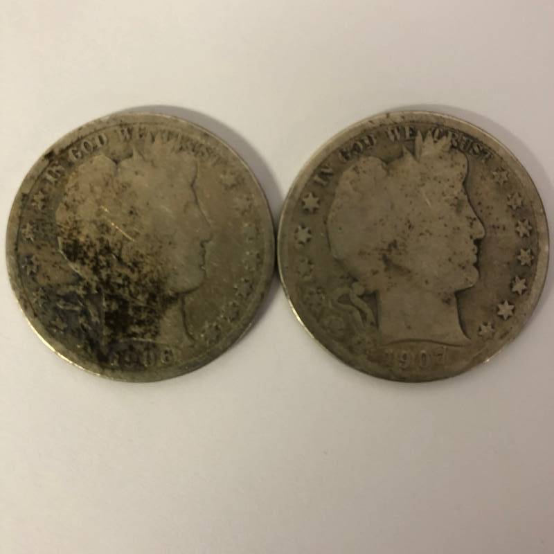 lot 78 image: 2 Barber Half Dollars 1906 & 1907-D