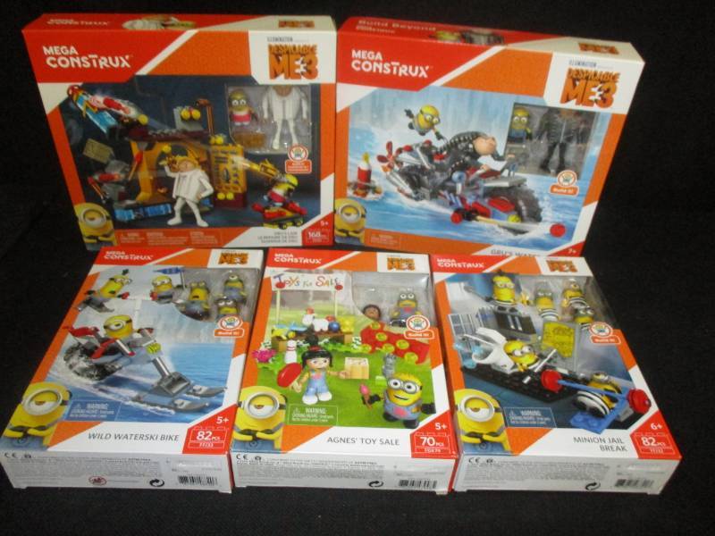 lot 82 image: Despicable Me Mega Construx Unopened in thje boxes still
