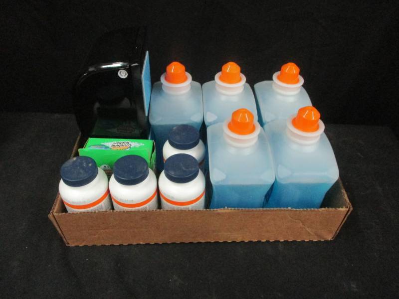 lot 109 image: Commercial cleaning capsules and soap
