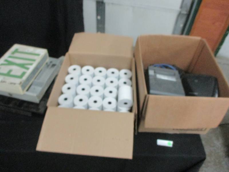 lot 114 image: Exit Sign, Til Drawers, Credit Card Machine, Receipt paper and more