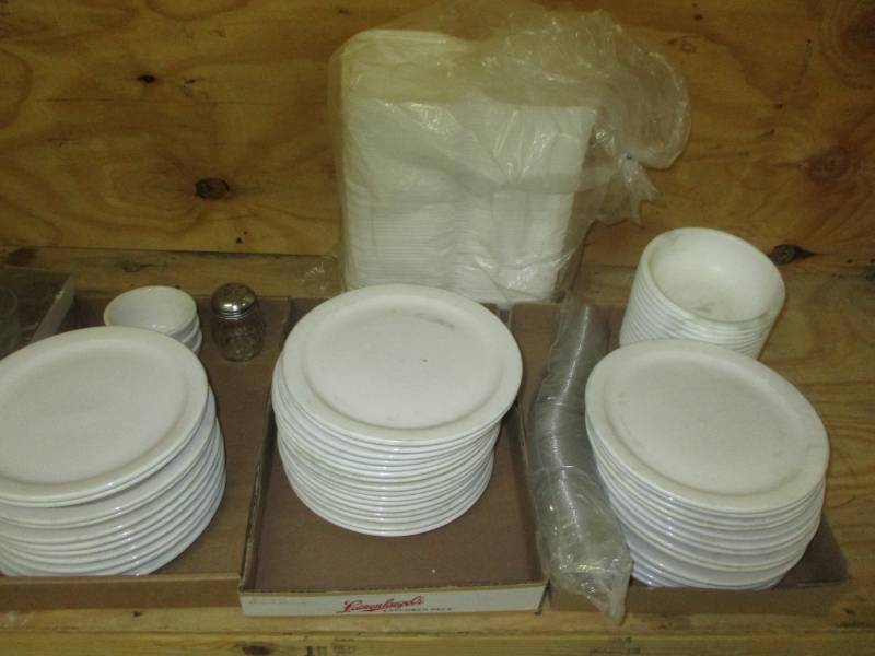 lot 124 image: 3 boxes of plates and Take home boxes