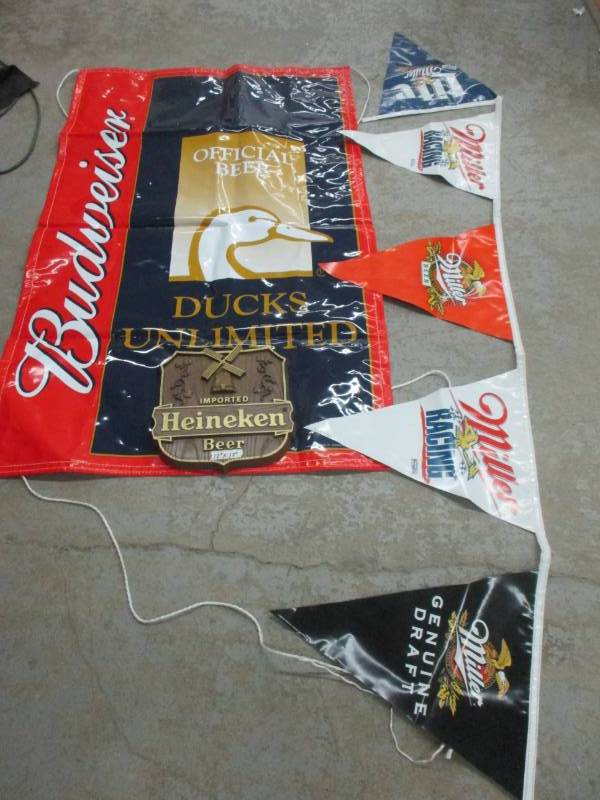 lot 148 image: Miller Lite and Budweiser Banners and Heineken Wall Dcor