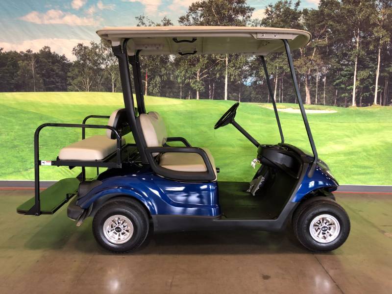 lot 110 image: Midnight Blue Metallic Yamaha Drive 4 Passenger Gas Golf Cart