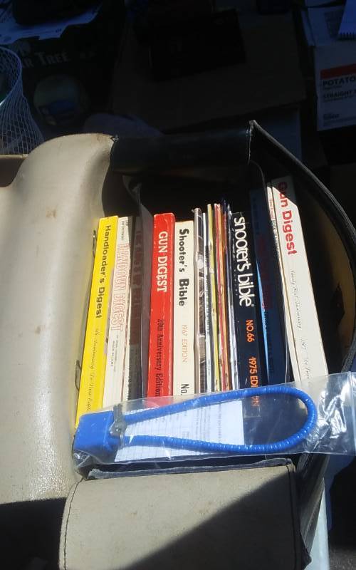 lot 17 image: Leather Case Tote Full Of Shooting & Gun Books