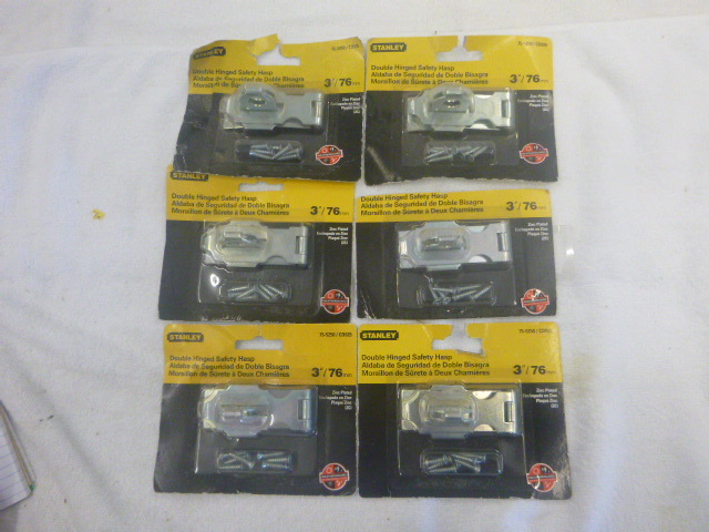 lot 79 image: 6 packs of Stanley Doubled Hinged Safety Hasps