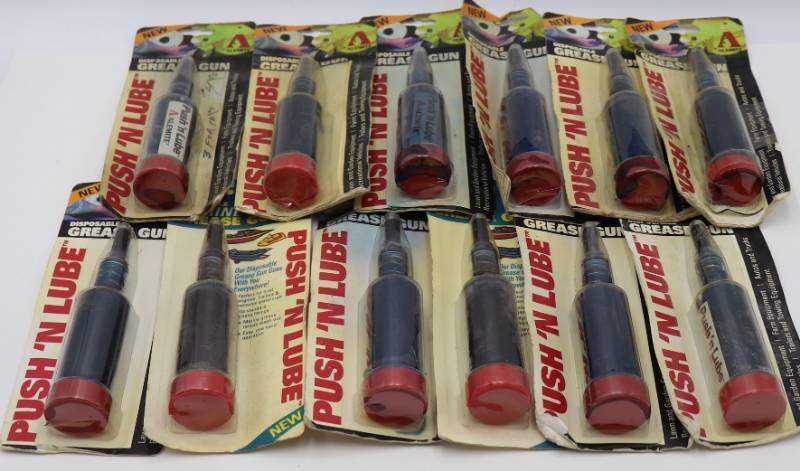 lot 44 image: Lot of (12) Pushn Lube Disposable Grease Guns