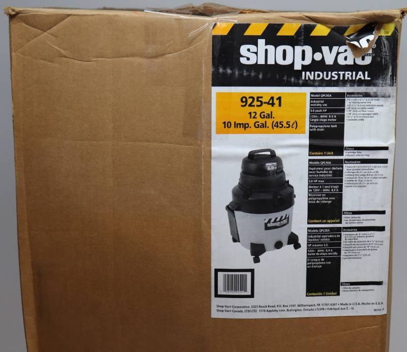 lot 75 image: Shop-Vac Industrial 925-41 12gal Model QPL50 WetDry Vac