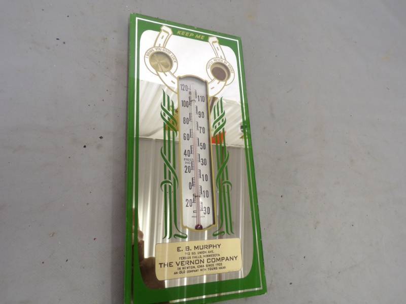 lot 27 image: 1950 Vernon Co. Advertising Thermometer, Mirror