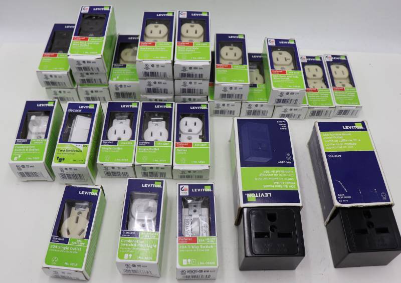 lot 31 image: Lot of Miscellaneous Leviton Switches & Outlets