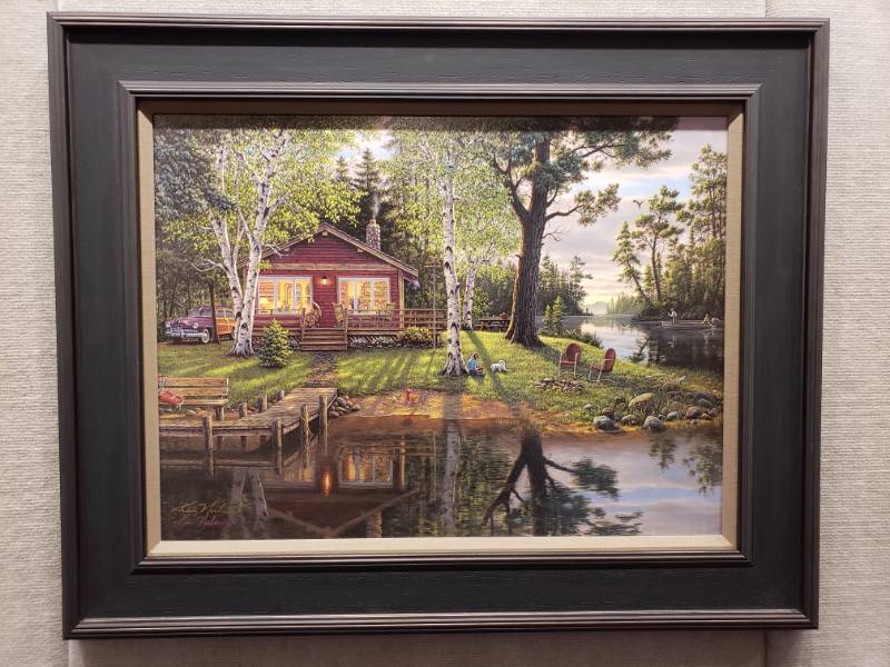 lot 14 image: Kim Norlien Hand Signed Simpler Times Framed Print 31 x 25 12