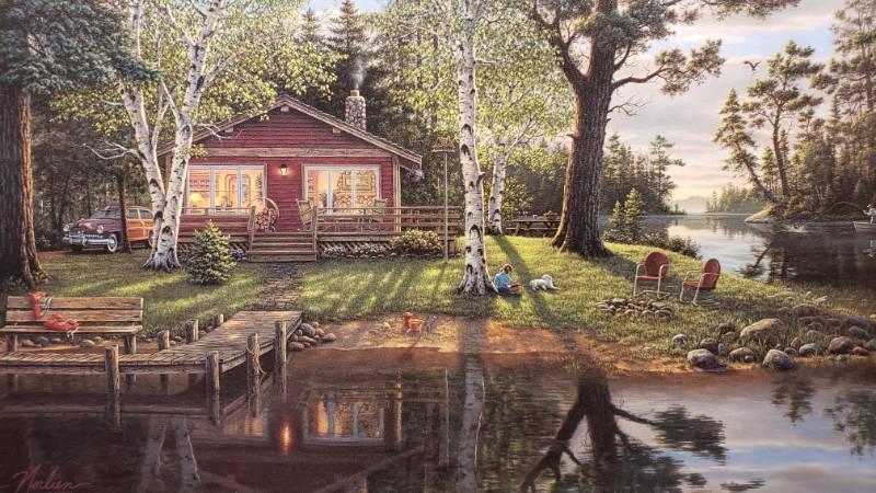 lot 44 image: Kim Norlien Simpler Times Framed Print 36 12 x 21