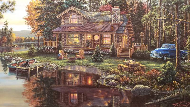 lot 45 image: Kim Norlien Peace Like a River Framed Print 42 12 x 19 14