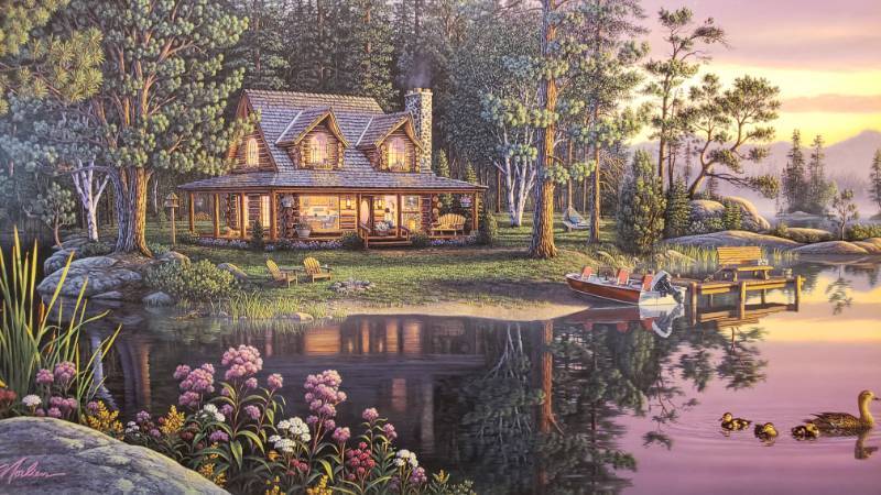 lot 49 image: Kim Norlien Hand Signed Golden Moments Framed Print 41 x 25